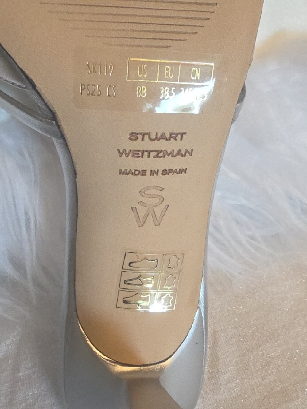 Stuart Weitzman Felicity Slide Metallic Silver Knot-Front Kitten Heel Mules 8 - Picture 12 of 16